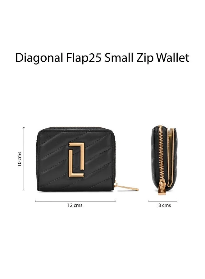 Lavie  Luxe Women's Diagonal Flap25 Small Zip Wallet (Black) for Women | Best Price UAE